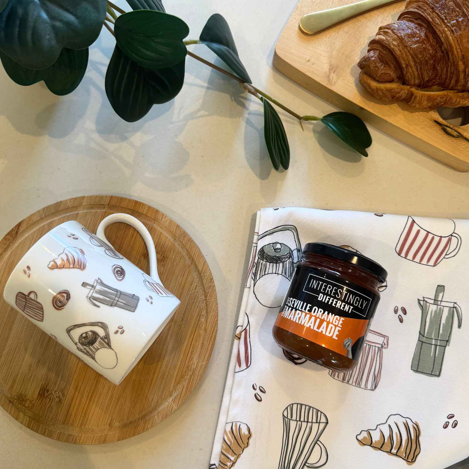 cafe teatowel on table