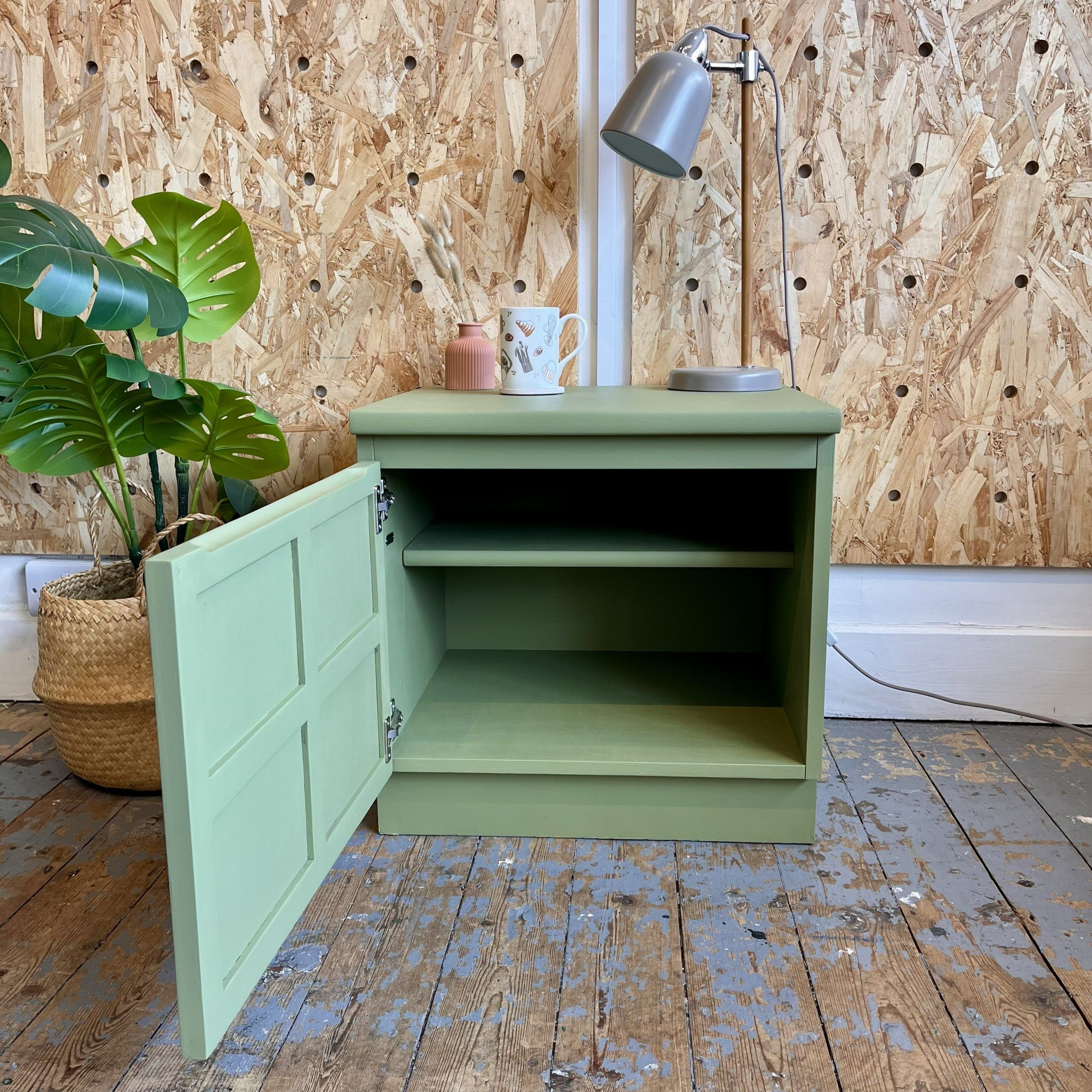 'Cassie' Upcycled Sage Green Side Cabinet - Image 2