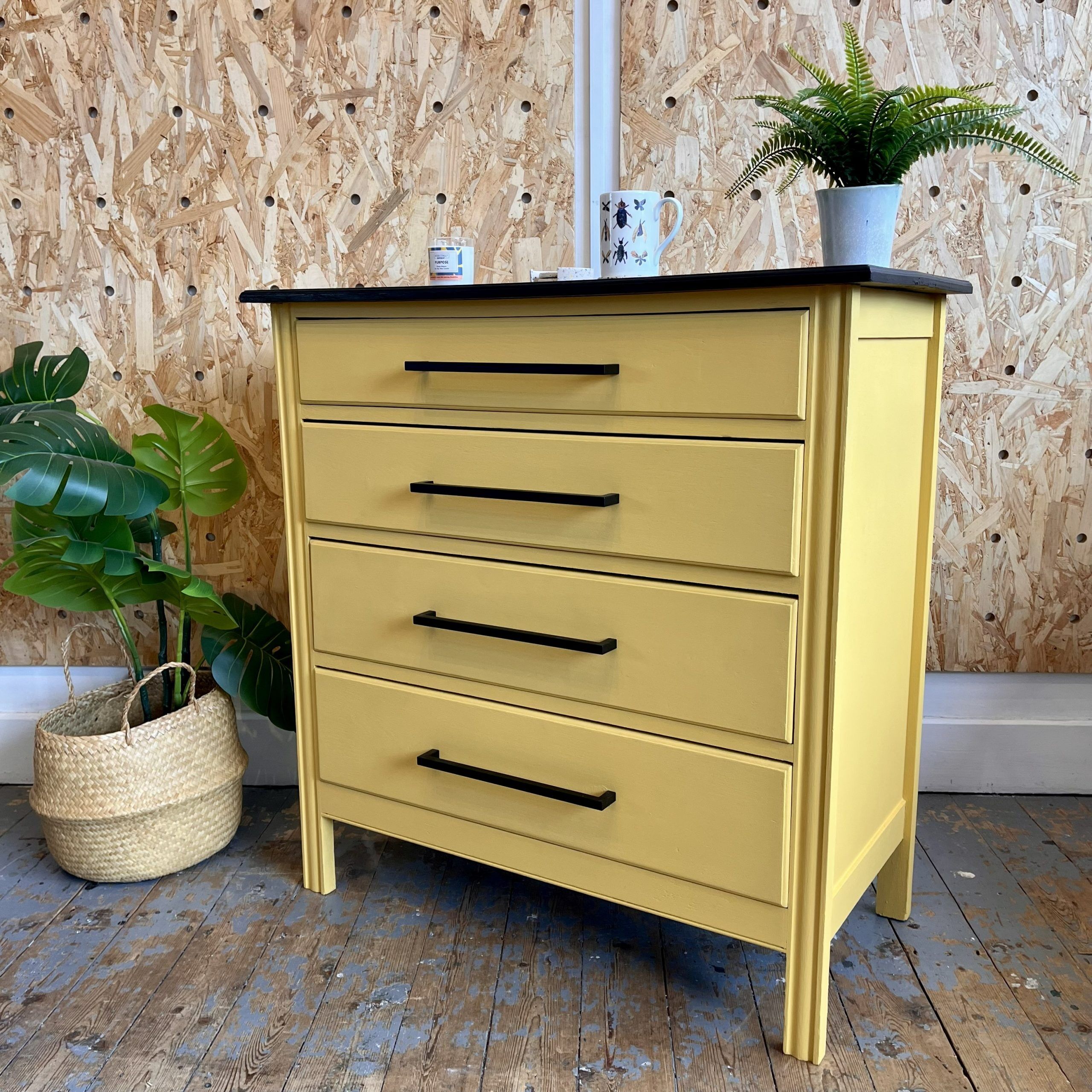 'Callum' Upcycled Mustard Chest of Drawers - Image 2