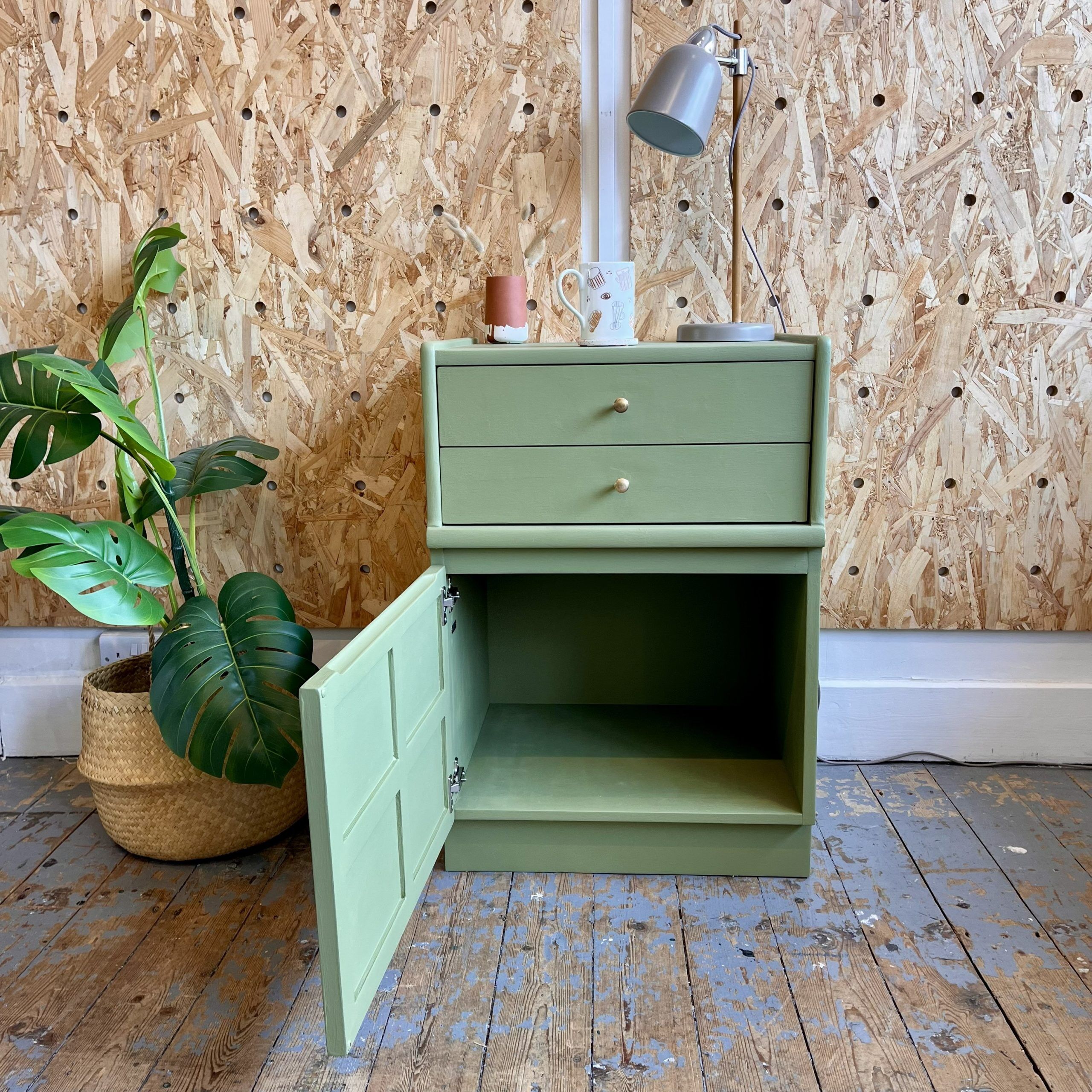 'Chloe' Upcycled Sage Green Cabinet - Image 3