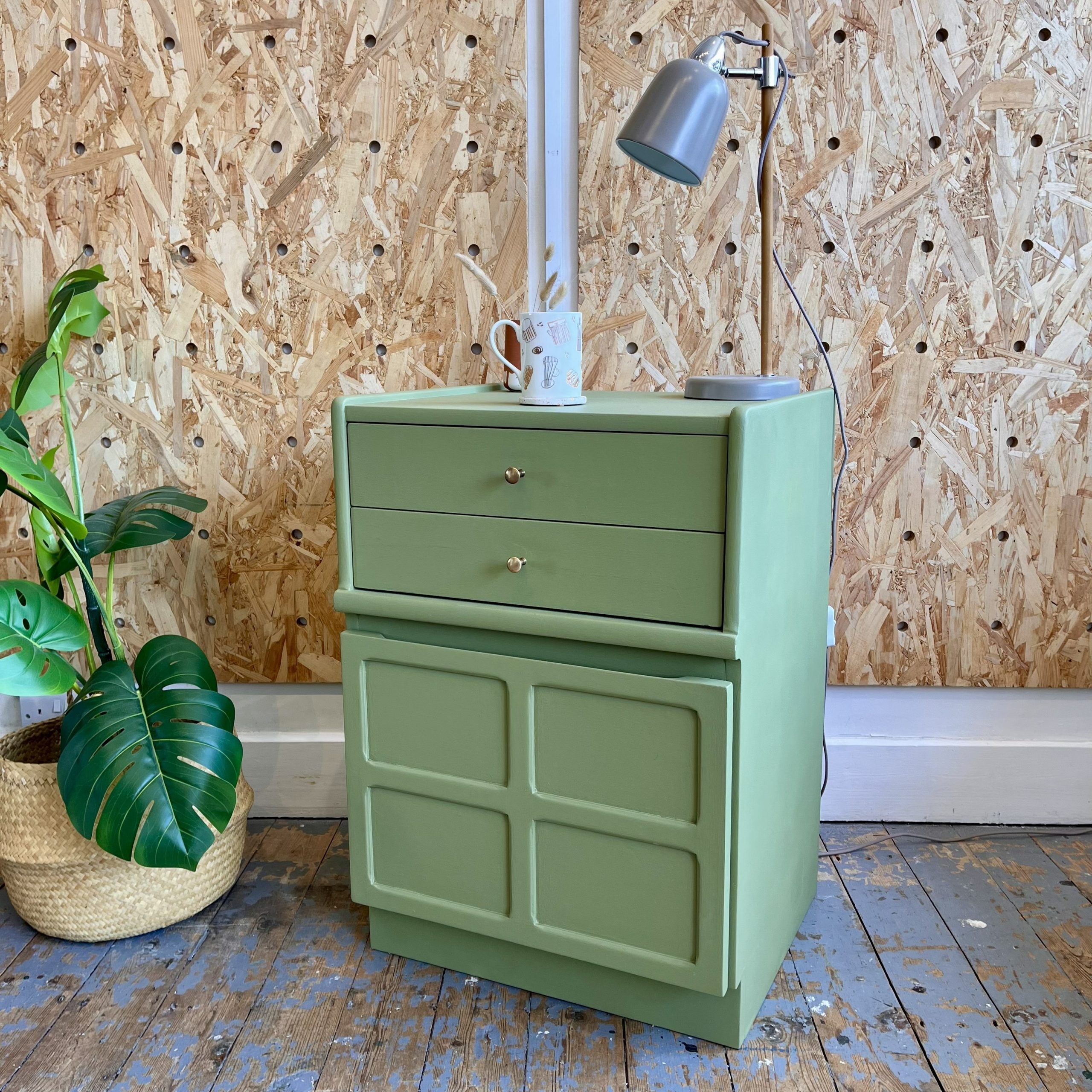 'Chloe' Upcycled Sage Green Cabinet - Image 2