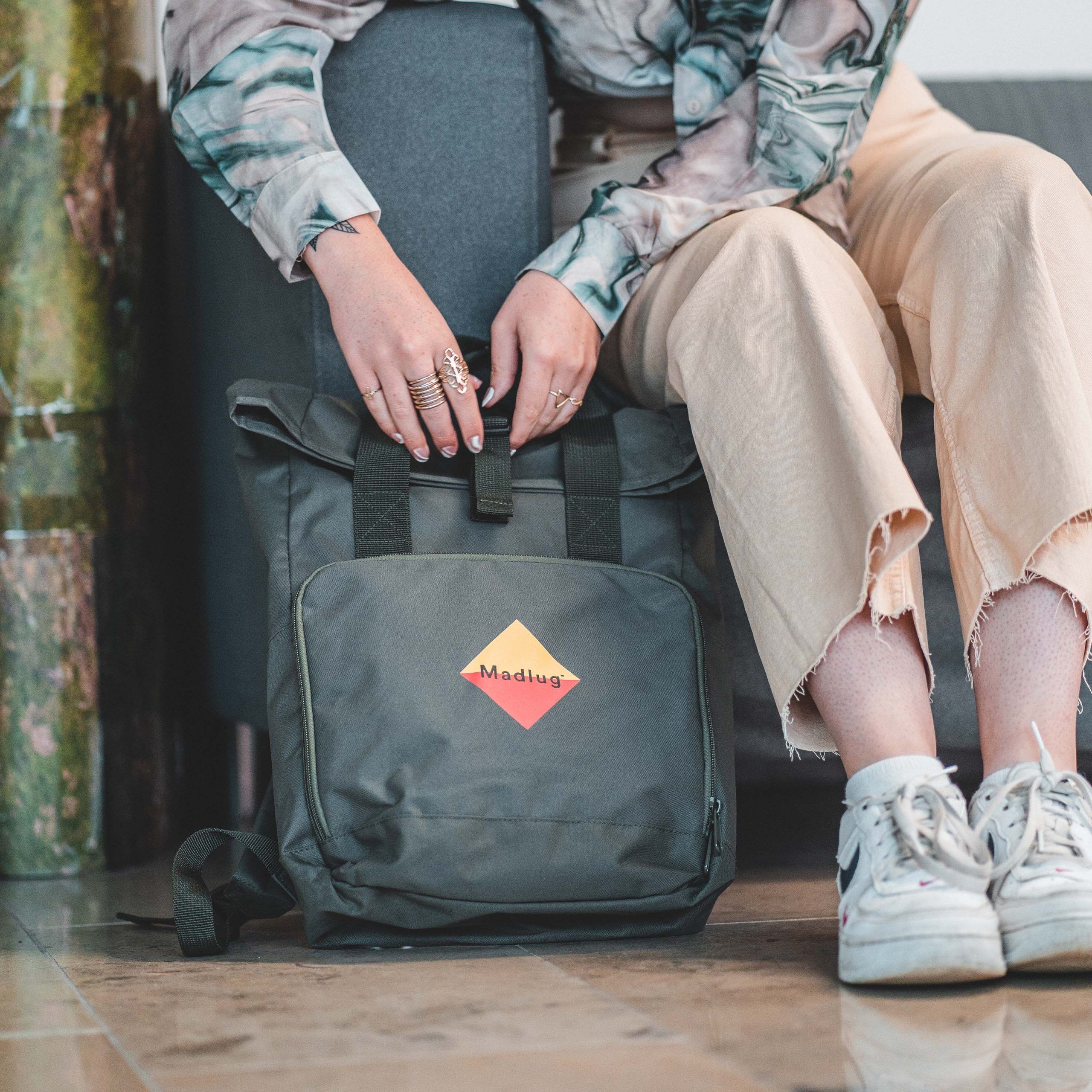 Black Roll Top Canvas Backpack | Madlug - Image 4