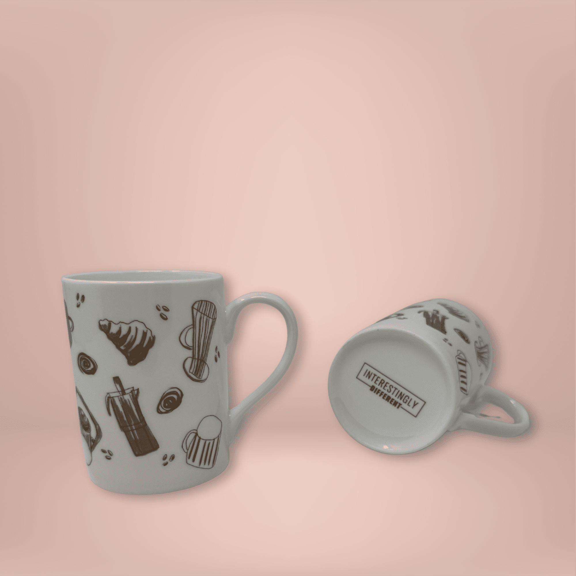 mugs with bakery inspired print