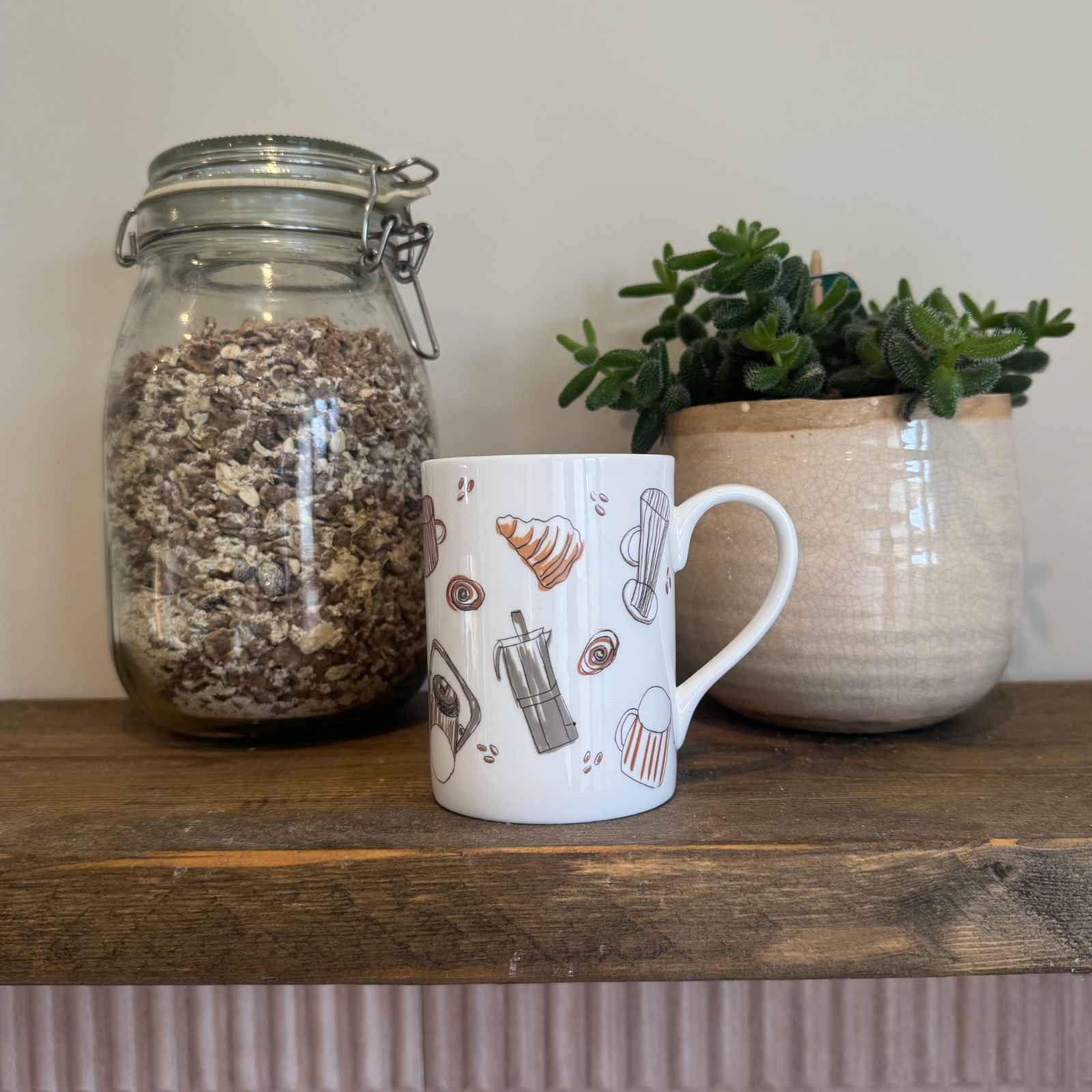 cafe mug on shelf