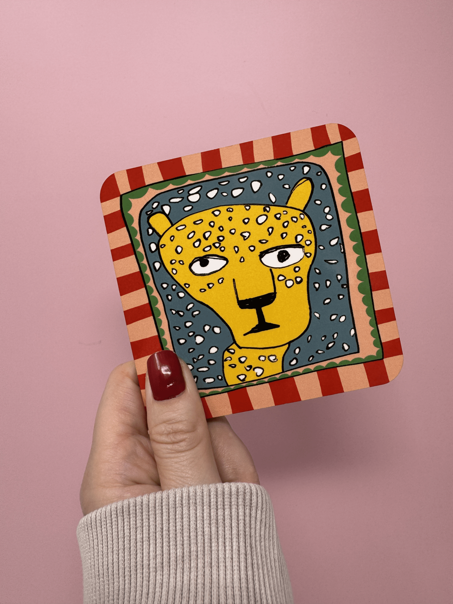 leopard portrait coaster