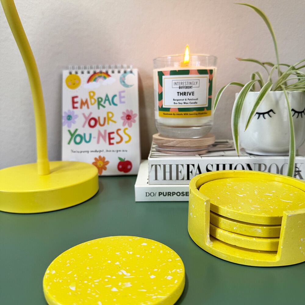 Handmade Jesmonite Coaster Set / Stylish Drink Coasters with Holder - Image 2
