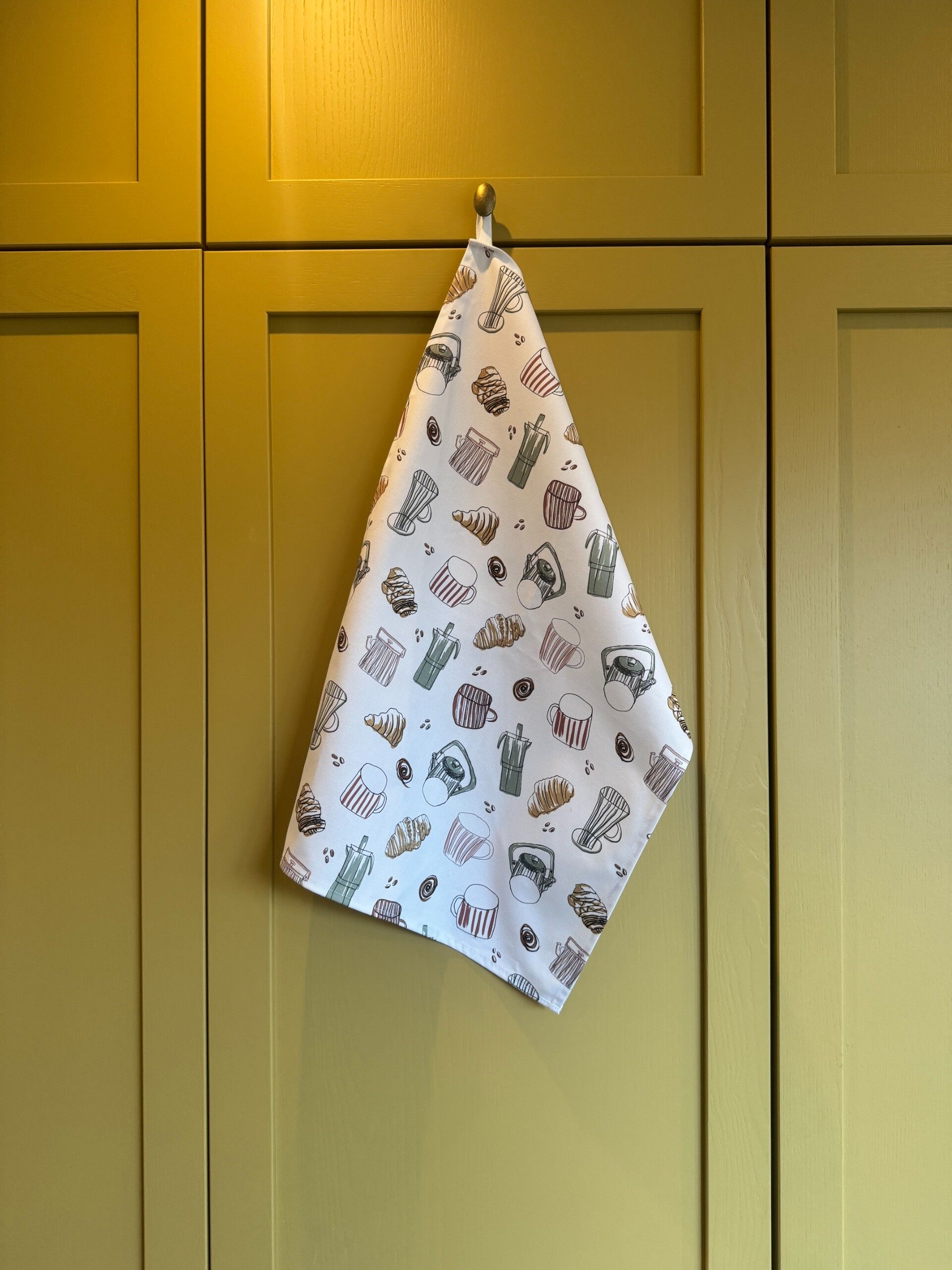 cafe print tea towel
