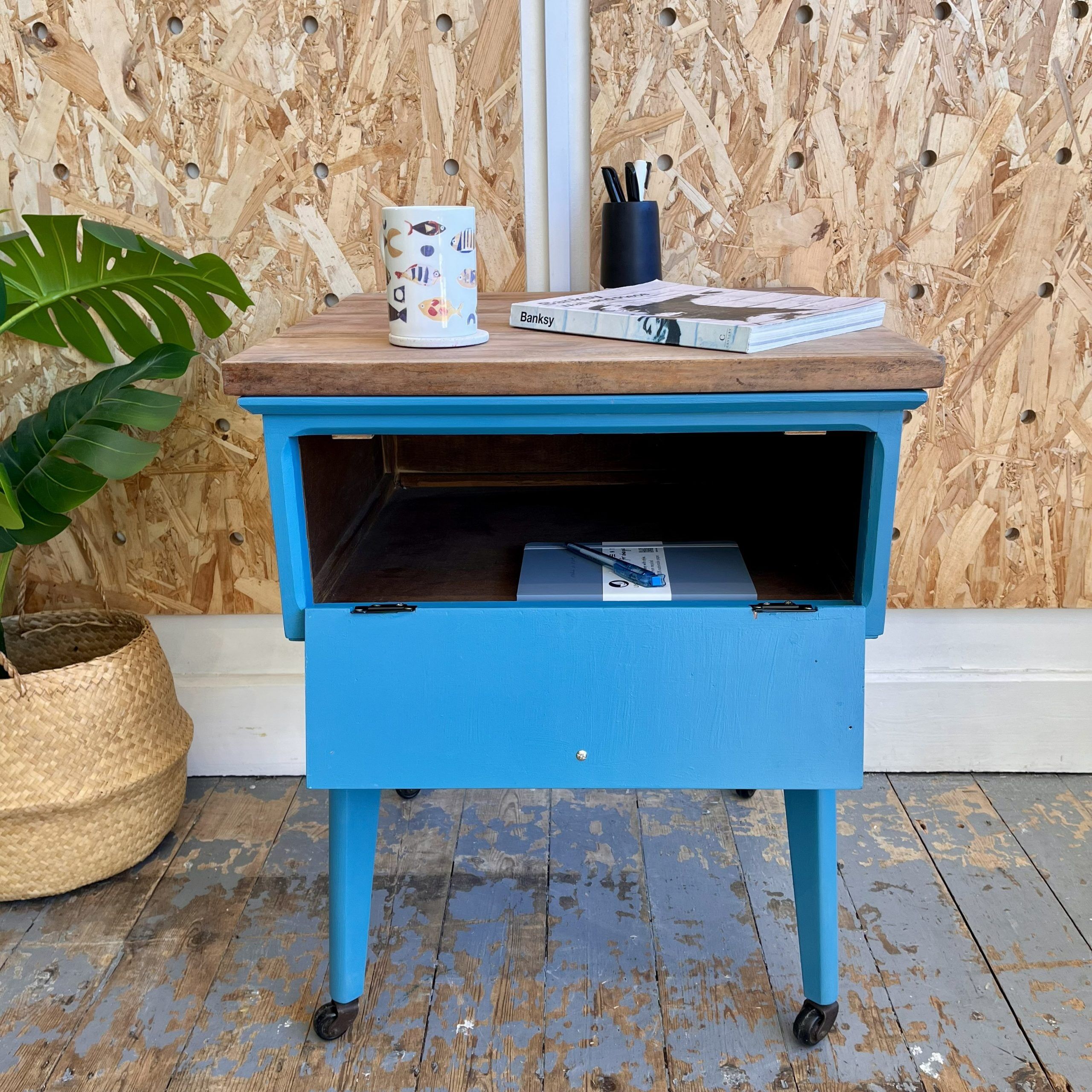 'Dean' Upcycled Blue Side Table - Image 3