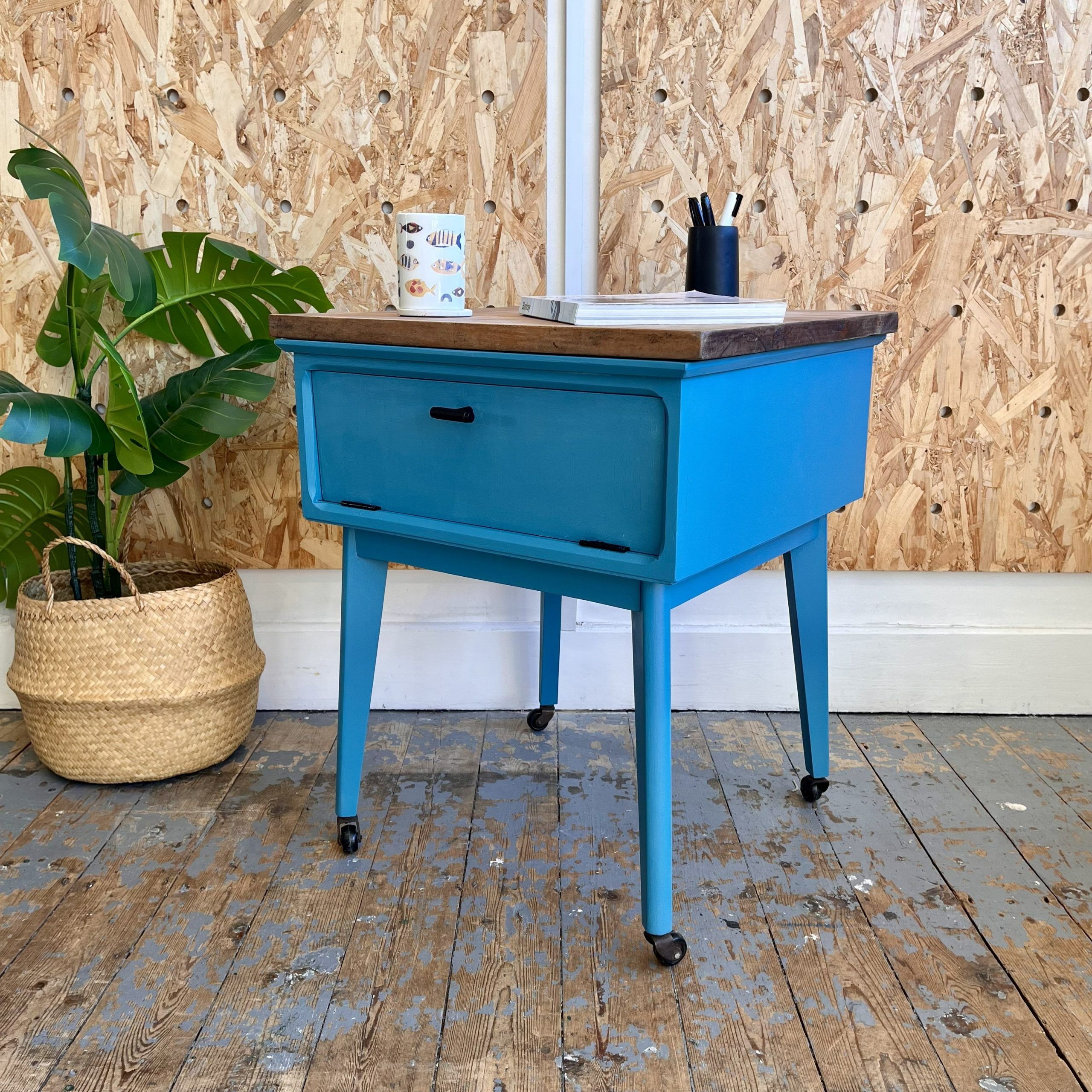 'Dean' Upcycled Blue Side Table - Image 2