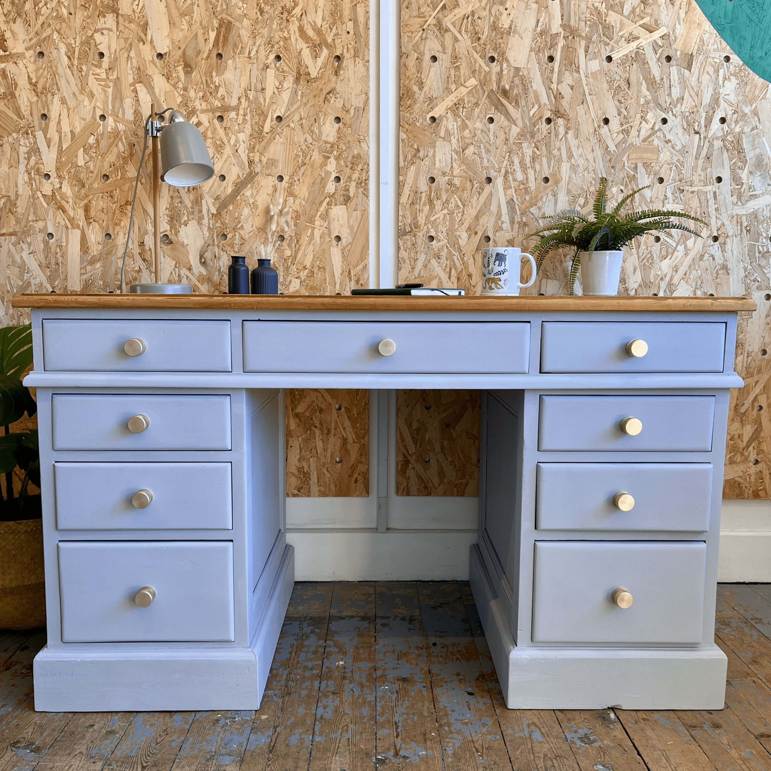 Grey Pedestal Desk